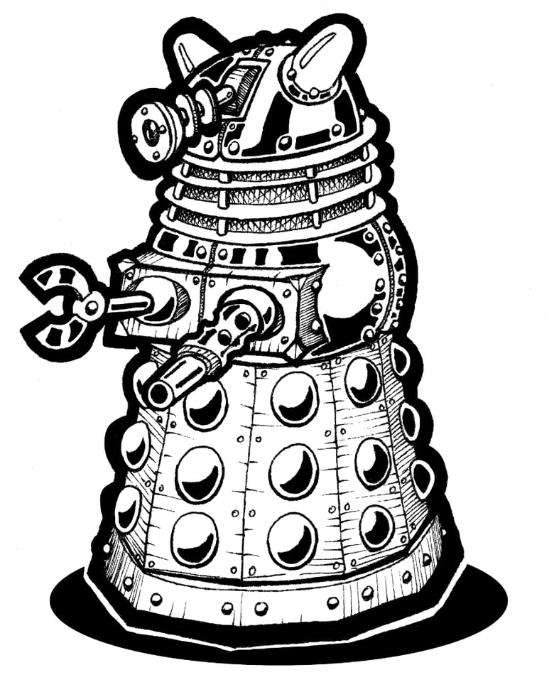 Image of Dalek Unique Original Ink Drawing