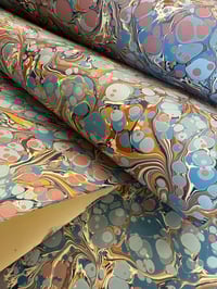 Image 1 of Blue Spots - hand marbled paper - project overs