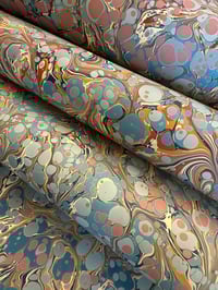 Image 2 of Blue Spots - hand marbled paper - project overs