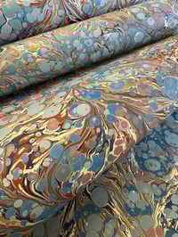 Image 3 of Blue Spots - hand marbled paper - project overs