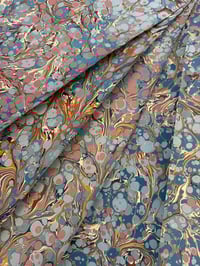 Image 5 of Blue Spots - hand marbled paper - project overs