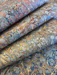 Image 6 of Blue Spots - hand marbled paper - project overs