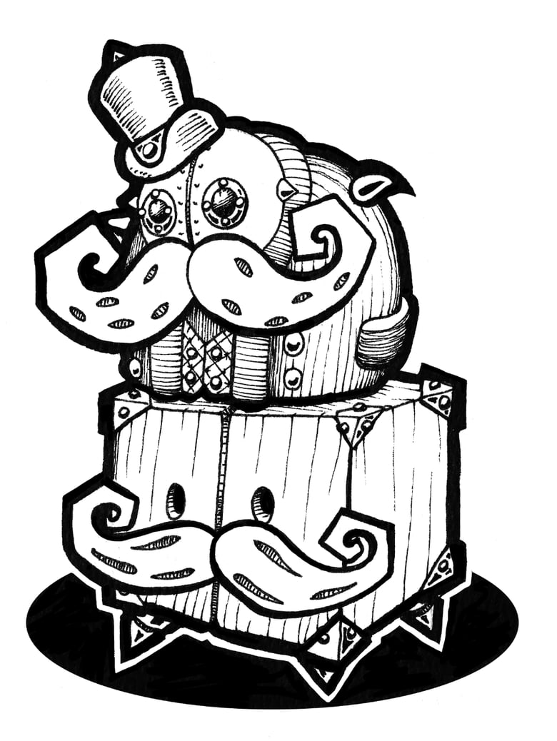 Image of Short Stack Unique Original Mechtorian Ink Drawing