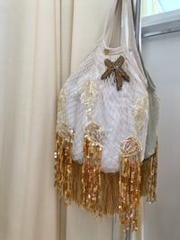 Image 4 of Embellished Mermaid Beach Bag – Handsewn Gold/Pearlescent Sequin Detail