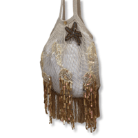 Image 1 of Embellished Mermaid Beach Bag – Handsewn Gold/Pearlescent Sequin Detail
