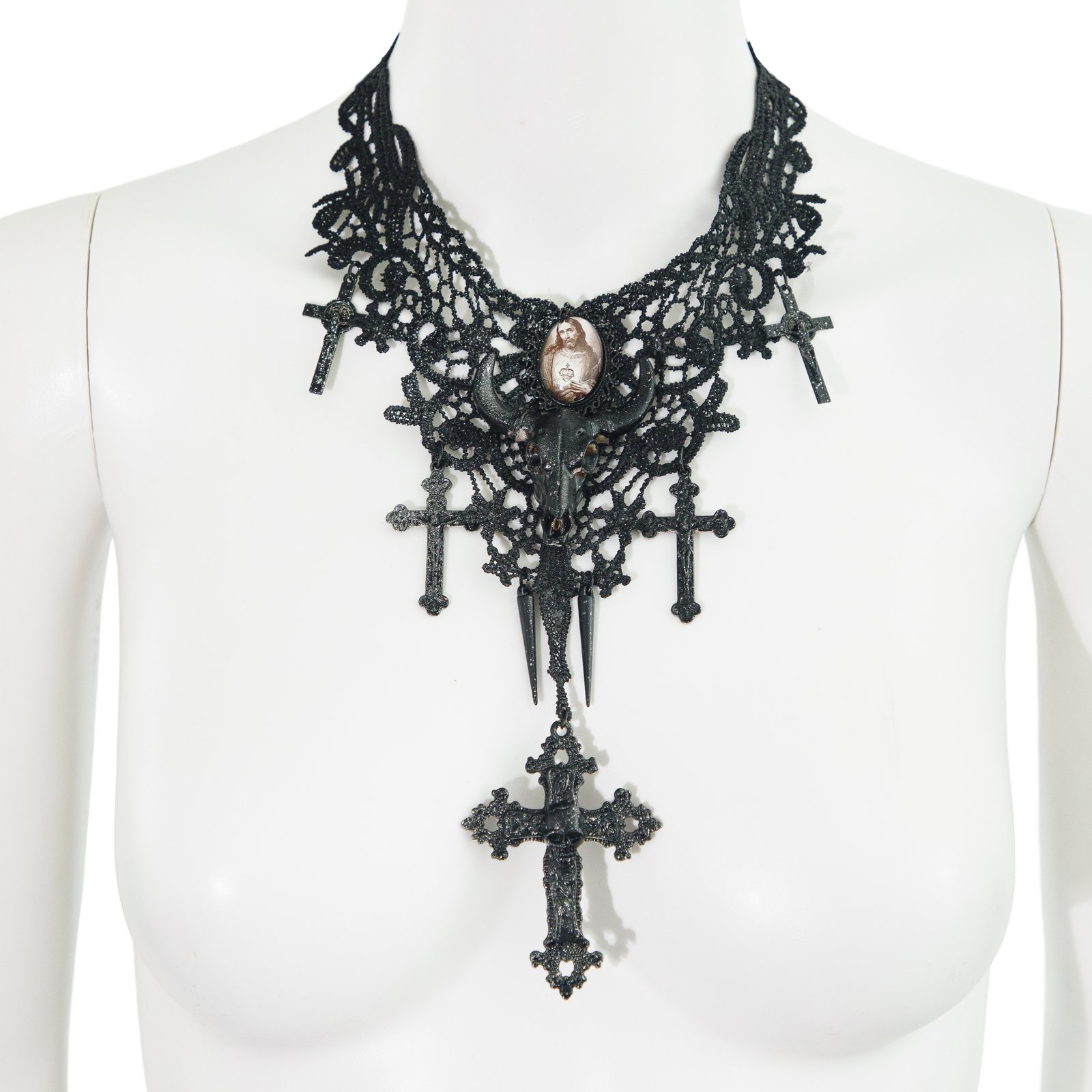 Jean Paul Gaultier 1990s Crucifix Rosary Necklace † Ruder Than The