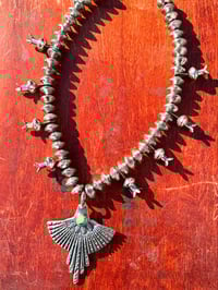 Image 4 of WL&A Handmade Royston Medicine Bird Squash Blossom Mercury Dime Necklace - Length 24" - 420 Grams