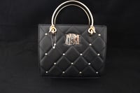 Image 1 of Blk Badgley Mischka Gold Metal Top-handle Tote 