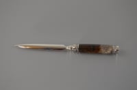 Image 2 of Rhodium Letter Opener, Turkey Feathers in Resin, Majestic Squire Style, #0311