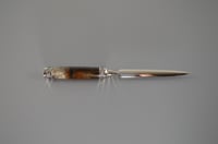 Image 1 of Rhodium Letter Opener, Turkey Feathers in Resin, Majestic Squire Style, #0311