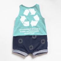 Image 1 of recycle sustainable stars 3/4 3T 4T romper courtneycourtney playsuit shorts layer shortalls overalls
