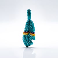 Image 6 of R3G15 Opaque Aqua Feather Pendant