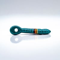 Image 3 of R3G15 Opaque Aqua Feather Pendant