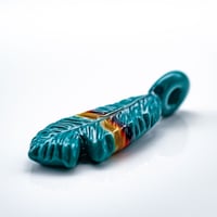 Image 4 of R3G15 Opaque Aqua Feather Pendant
