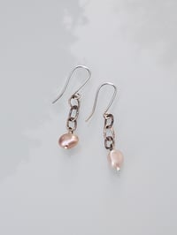 Image 1 of Pearl Chain Earrings