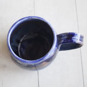 Image of Blue Mug with Melting Blue Glazes, Handmade Pottery Mug, 14 Ounce, Made in USA