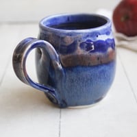 Image 7 of Blue Mug with Melting Blue Glazes, Handmade Pottery Mug, 14 Ounce, Made in USA