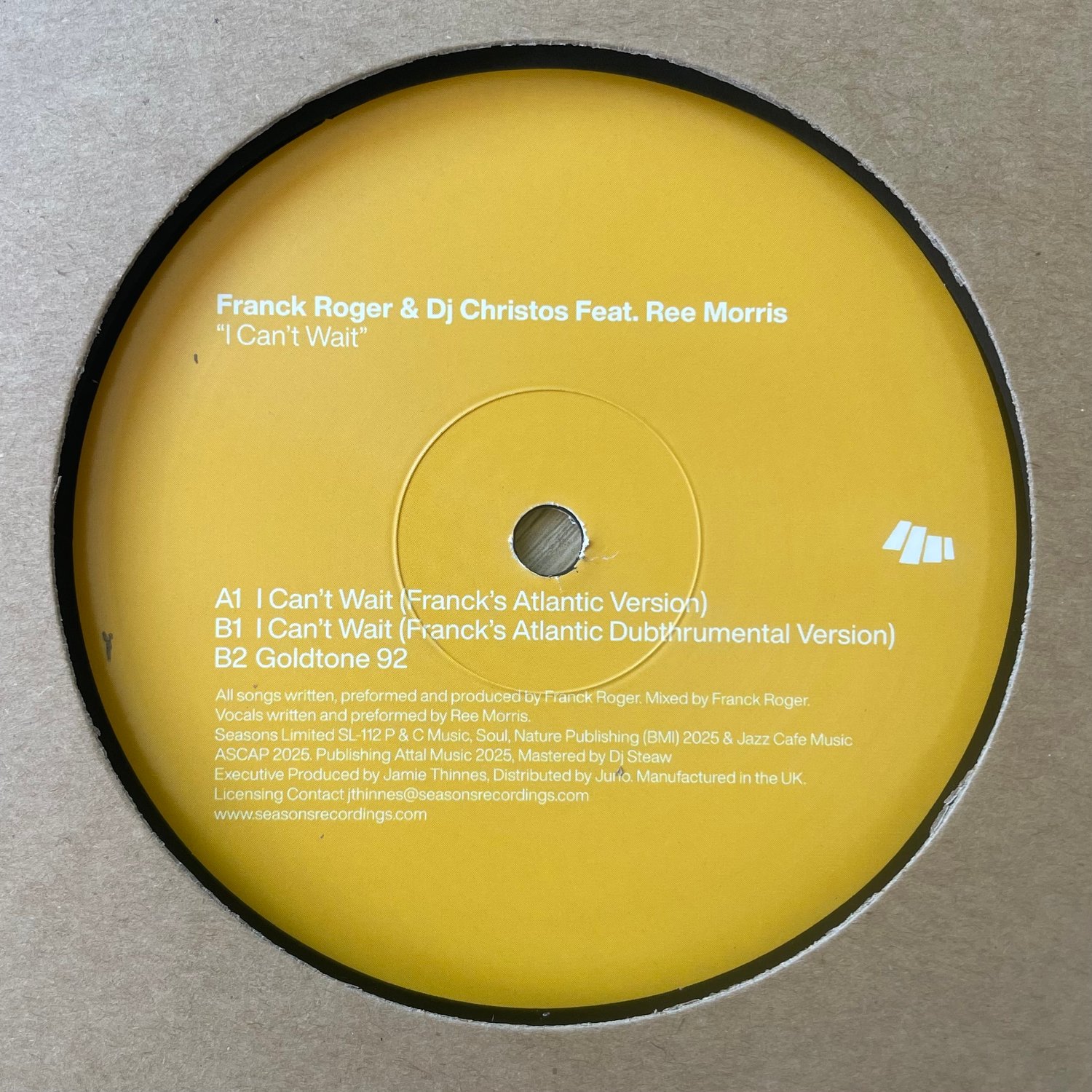 Image of Franck Roger & Dj Christos Featuring Ree Morris 'I Can't Wait' 
