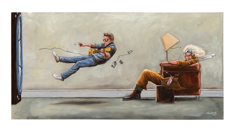 "Rock and Roll" Print (inspired by "Back to the Future" and the Maxell "Blown Away" ad campaign)