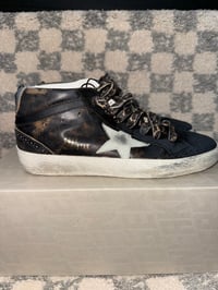 Image 1 of Golden Goose Mid Star Black/Grey/Leopard Lace