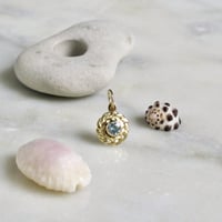 Image 1 of Gold Wreath Charm, Blue Zircon