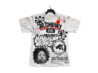 Image 1 of  Black Panther Party graff Block Island art dept custom screen print gray/black/orange T-shirt