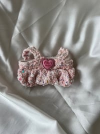 Image 3 of Labubu Sweet Tweed Set - Pink Overalls & Matching Bow Accessory (17cm)