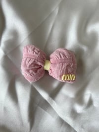 Image 2 of Labubu Sweet Tweed Set - Pink Overalls & Matching Bow Accessory (17cm)