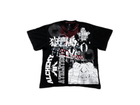 Image 1 of Akira Tetsuo kanji NY Freedom art dept custom screen print gray/black/red T-shirt