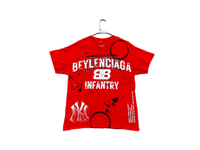 Image 1 of Beyenciaga infantry Beyonce NY Red Devils art dept custom screen print red/white T-shirt