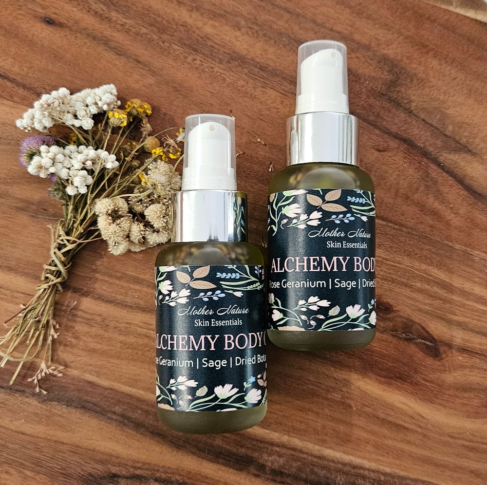 Image of ALCHEMY Body Oil | Organic Hemp oil, Rose Geranium, Sage & Dried Botanicals 