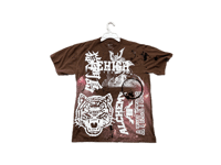 Image 1 of Black Samurai Black panther kanji Lehigh art dept custom screen print brown/white bleached T-shirt