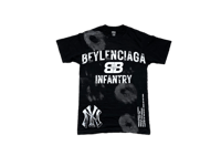 Image 1 of Beylenciaga Infantry Beyonce NYC art dept make art not war custom make screen print black T shirt 