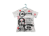 Image 1 of Sade Adu Black panther party NY Graff art dept custom screen print gray/black/red pocket T-shirt