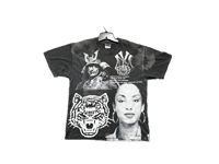 Image 1 of Sade Adu Black Samurai Black panther NY art dept custom screen print dark gray/white T-shirt