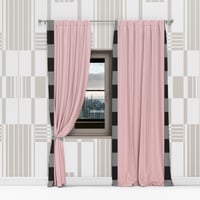 Image 2 of Modern Pink & Stripe Drapes – Luxe Apartment Style