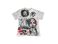 Image 1 of Sade Adu Black panther party NYC graff art dept custom screen print gray/black/red pocket T-shirt
