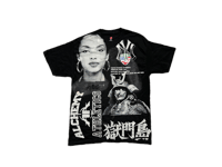 Image 1 of Sade Adu Black Samurai Black panther NY kanji art dept custom screen print dark black/white T-shirt