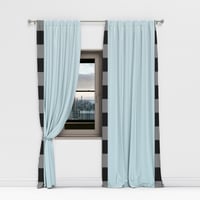 Image 1 of Modern Baby Blue & Stripe Drapes – Luxe Apartment Style