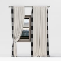 Image 1 of Modern Cream Beige & Stripe Drapes – Luxe Apartment Style