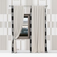 Image 2 of Modern Cream Beige & Stripe Drapes – Luxe Apartment Style