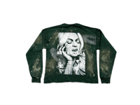 Image 2 of  Beylenciaga Infantry Beyonce NY Art dept custom screen print green/white bleached sweatshirt