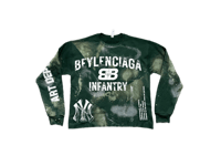 Image 1 of  Beylenciaga Infantry Beyonce NY Art dept custom screen print green/white bleached sweatshirt