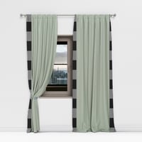 Image 1 of Modern Sage Green & Stripe Drapes – Luxe Apartment Style