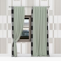 Image 2 of Modern Sage Green & Stripe Drapes – Luxe Apartment Style
