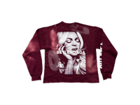 Image 2 of Beylenciaga Infantry Beyonce NY Art dept custom screen print burgundy/white bleached sweatshirt