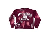 Image 1 of Beylenciaga Infantry Beyonce NY Art dept custom screen print burgundy/white bleached sweatshirt