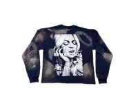 Image 2 of  Beylenciaga Infantry Beyonce NY Art dept custom screen print navy blue/white bleached sweatshirt