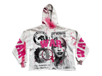 Image 1 of Sade Adu black panther party War custom  screen print gray/black/pink hoodie