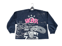 Image 2 of Black Samurai Adu black panther kanji War custom screen print navy blue/white/pink sweatshirt 
